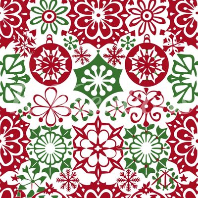 Red and Green Christmas Snowflake Motif
