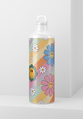 20oz Skinny Wrap Only - Retro Smiley Daisy Design 1