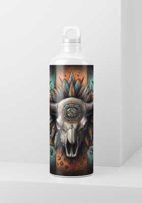 20oz Skinny Wrap Only - Western Bull Skull