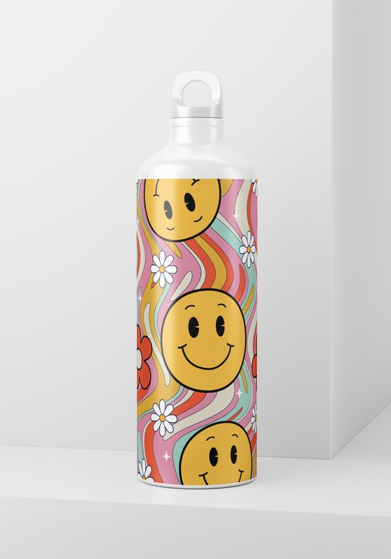 20oz Skinny Wrap Only - Retro Smiley Daisy Design 2
