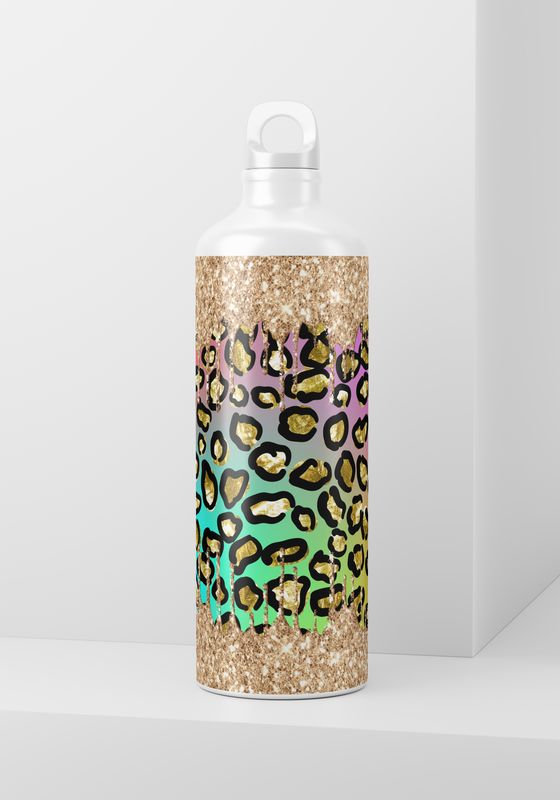Glitter Drip Leopard - 20oz Skinny Wrap Only