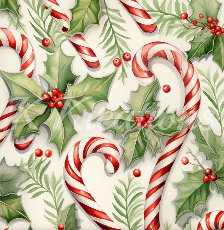 Candy Cane and Holly