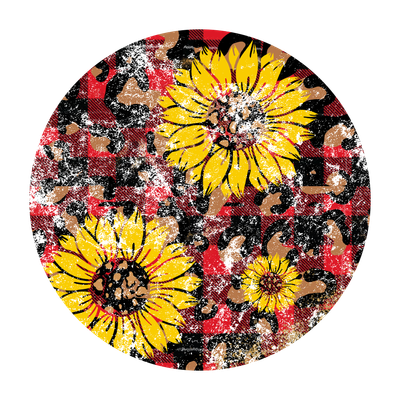 Sunflower with Leopard Print Car Coaster