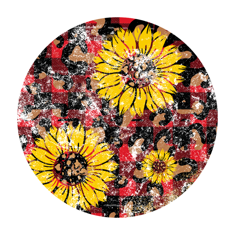 Sunflower with Leopard Print Car Coaster