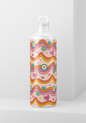 20oz Skinny Wrap Only - Retro Daisy Hearts