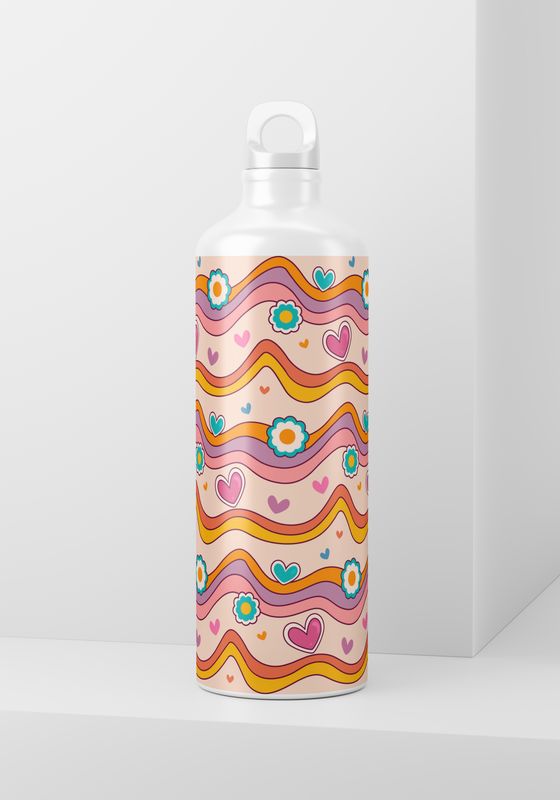 20oz Skinny Wrap Only - Retro Daisy Hearts