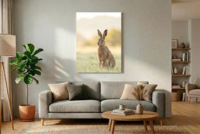 European Hare - Alert Profile Ein Feldhase, witternd und wachsam im grünen Gras.