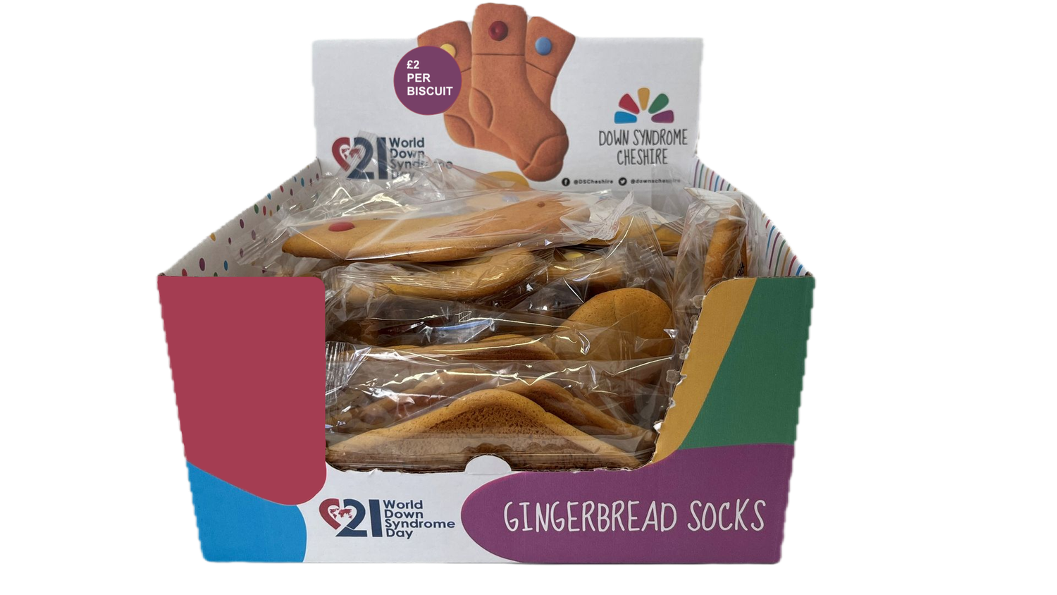 A Box of Gingerbread Sock Biscuits