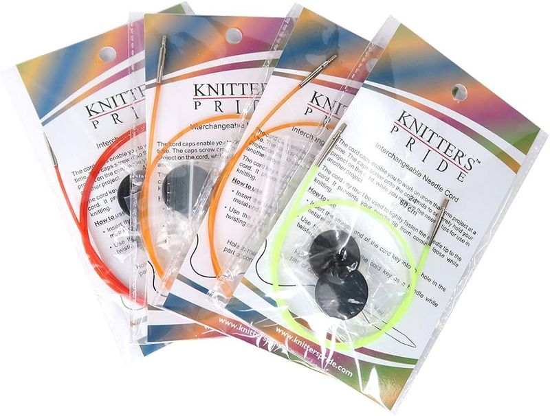 Knitters Pride Interchangeable cords-Colour Coded for Sizes
