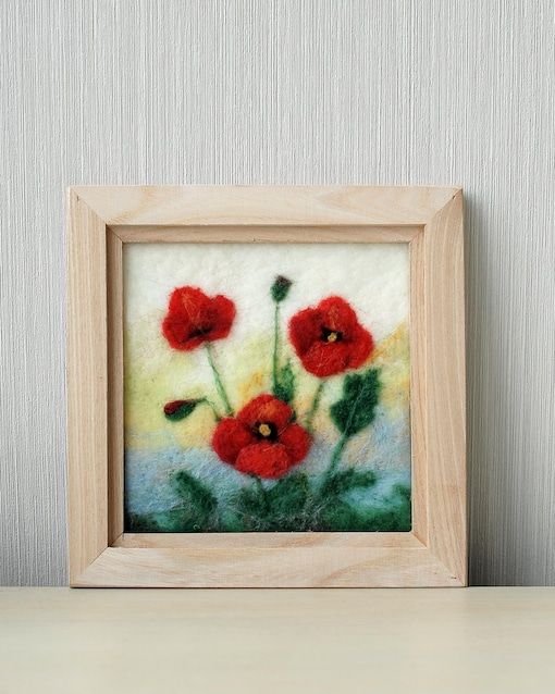 Learn to Felt  in this project based class with Shelley: 2 hours, Date: Landscape Poppies Sunday Nov 8th from 12:30 to 2:30