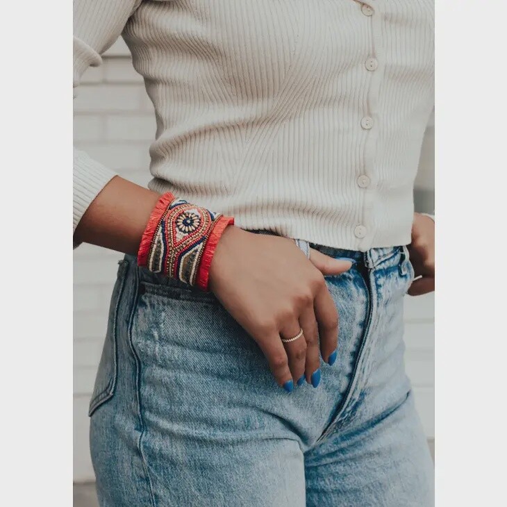 Red Beaded Cuff