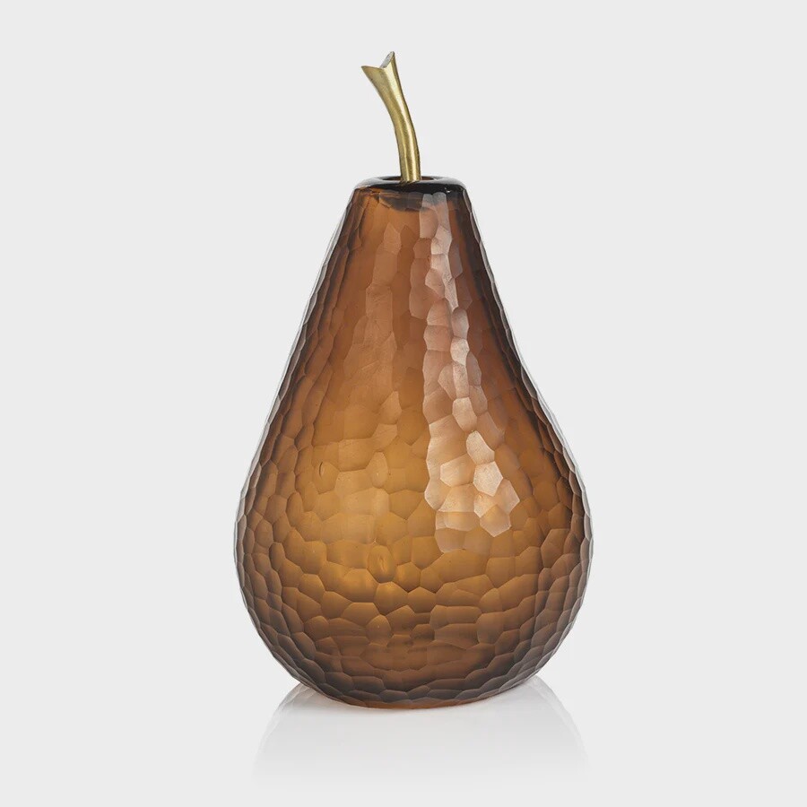 Decorative Amber Cut Glass Pear