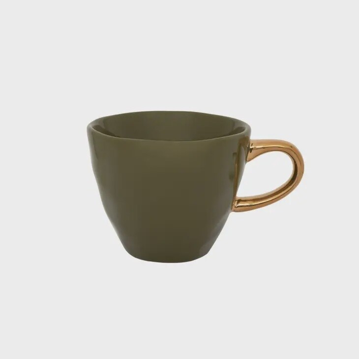 Good Morning Cup Green with Gold Handle