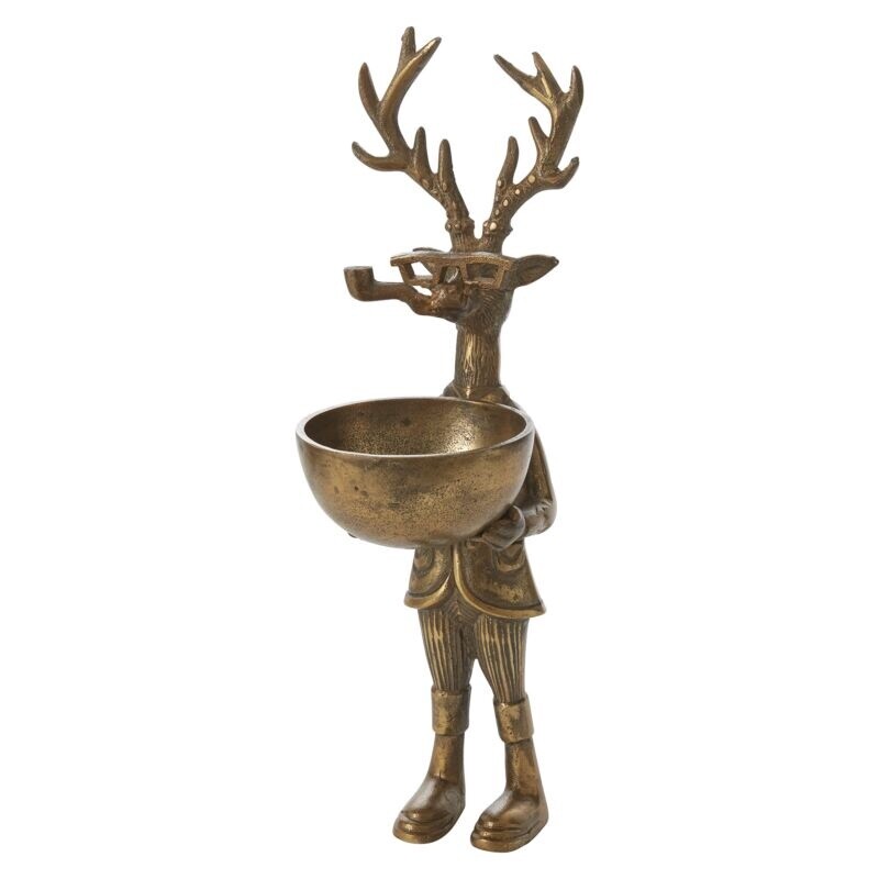 Bronze Buck Standing with Dish