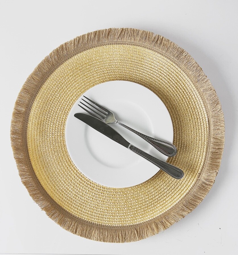Braided Fringe 15&quot; Round Placemat