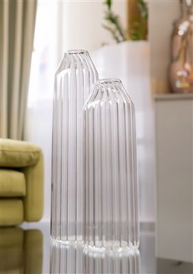 Fluted Clear Tall Glass Vase