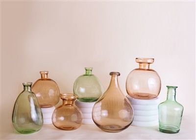 Green Glass Bulge Vase