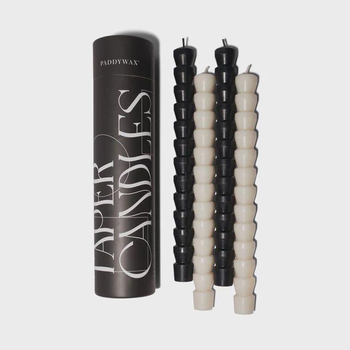 Stacked Taper Candles Set 4, Color: Blk &amp; Wht