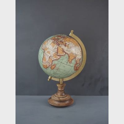 Vintage Green Globe On Natural Base