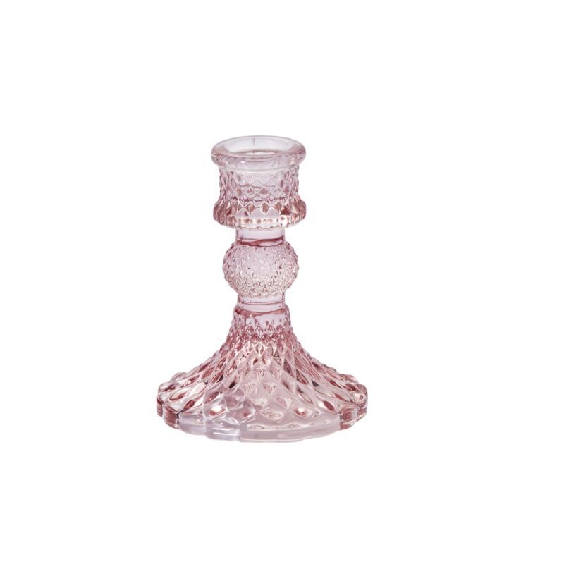 Pink Gillian Candlestick, Size: 4&quot;