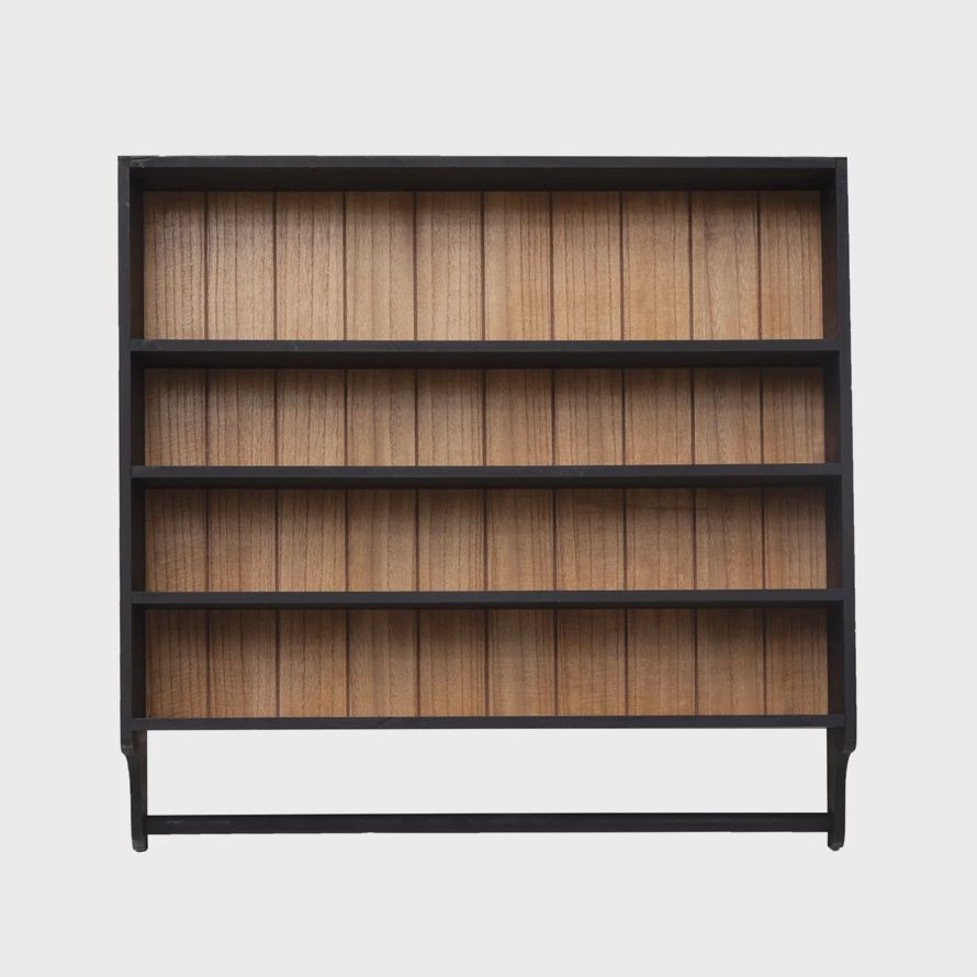 3 Shelves &amp; Rod, Black &amp; Stained Finish