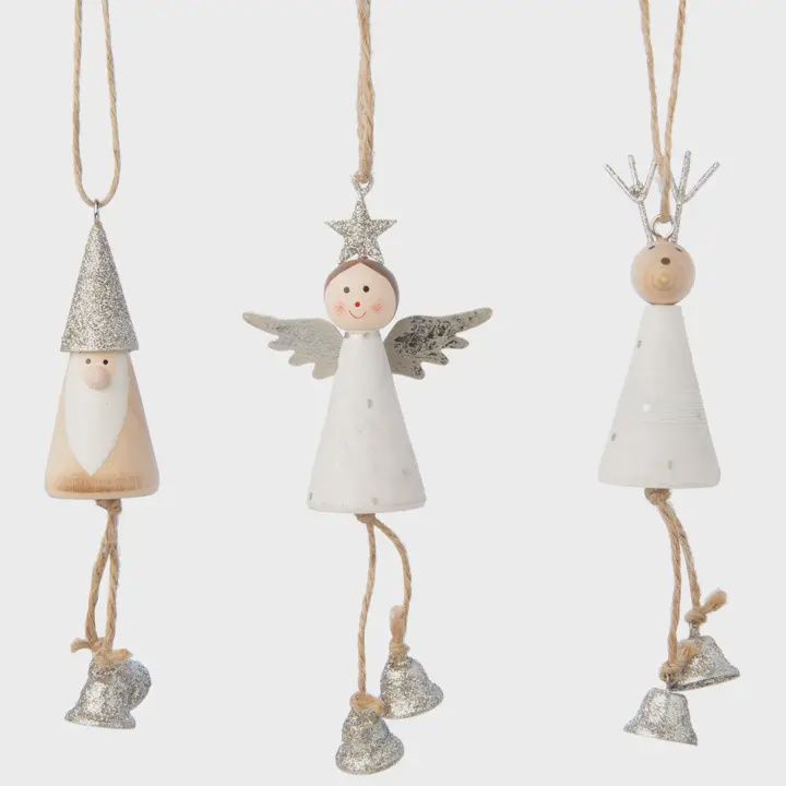 Wood Body Bell Feet Ornament