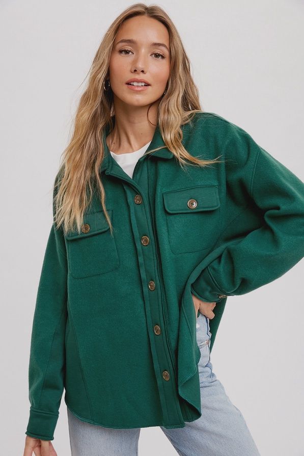 Terry Button Up Shacket