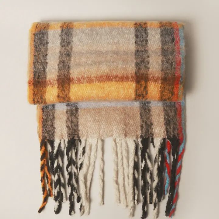 Multi Stripe Cozy Scarf W Fringe