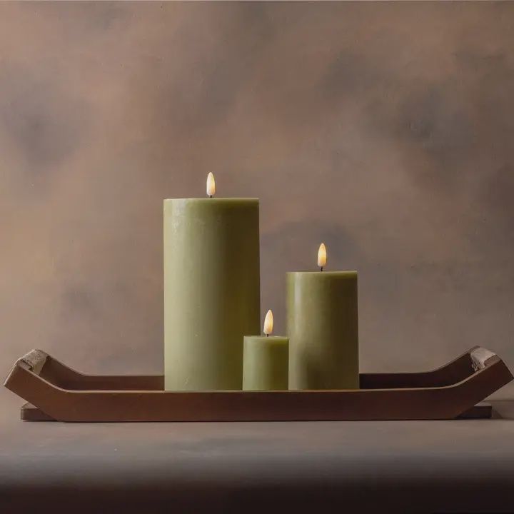 Flameless Pillar Candle, Color: Green