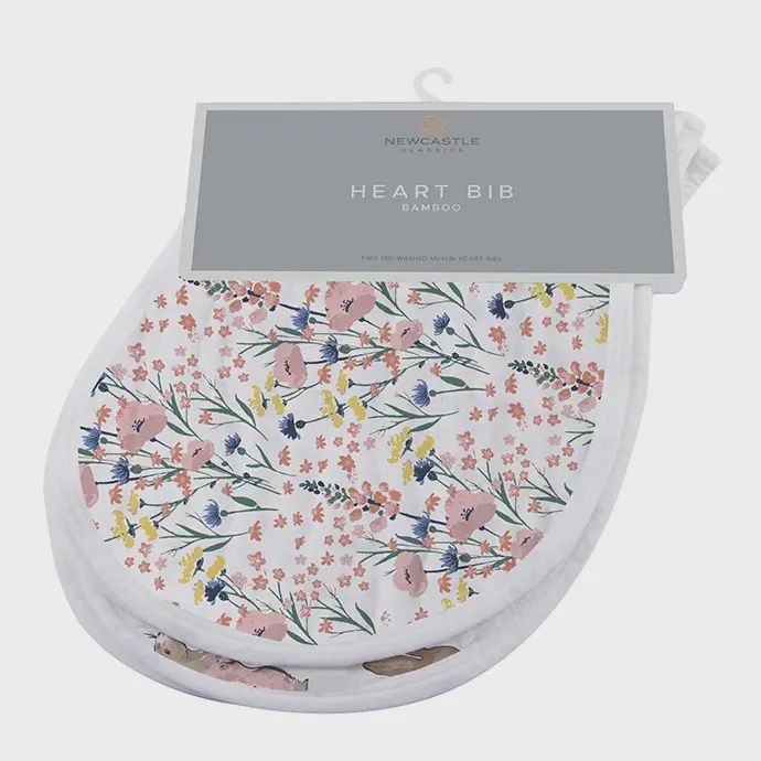 Wildflowers Bamboo Heart Bib 2PK
