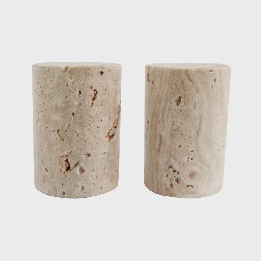 Travertine Salt &amp; Pepper Shakers, Set of 2