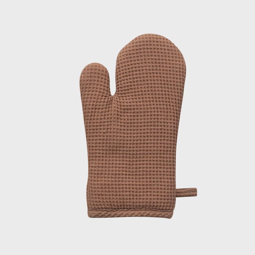 Woven Linen &amp; Cotton Waffle Hot Mitt