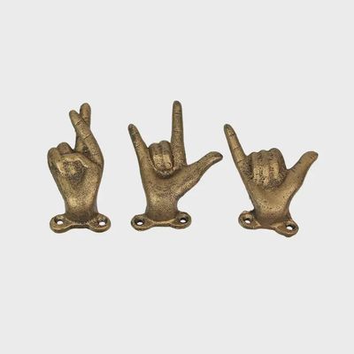Antique Gold Cast Iron Hand Hooks