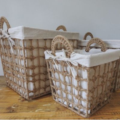 Square Wire Basket with Fabric Inner Small