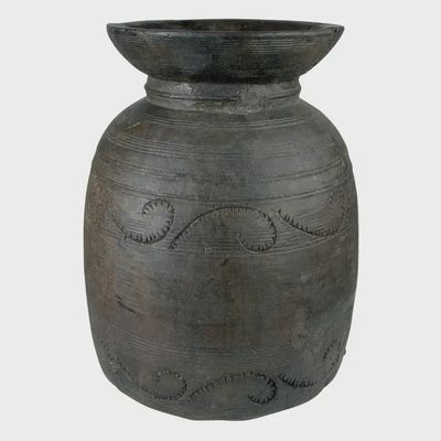 Carved Wood Pot, One of A Kind