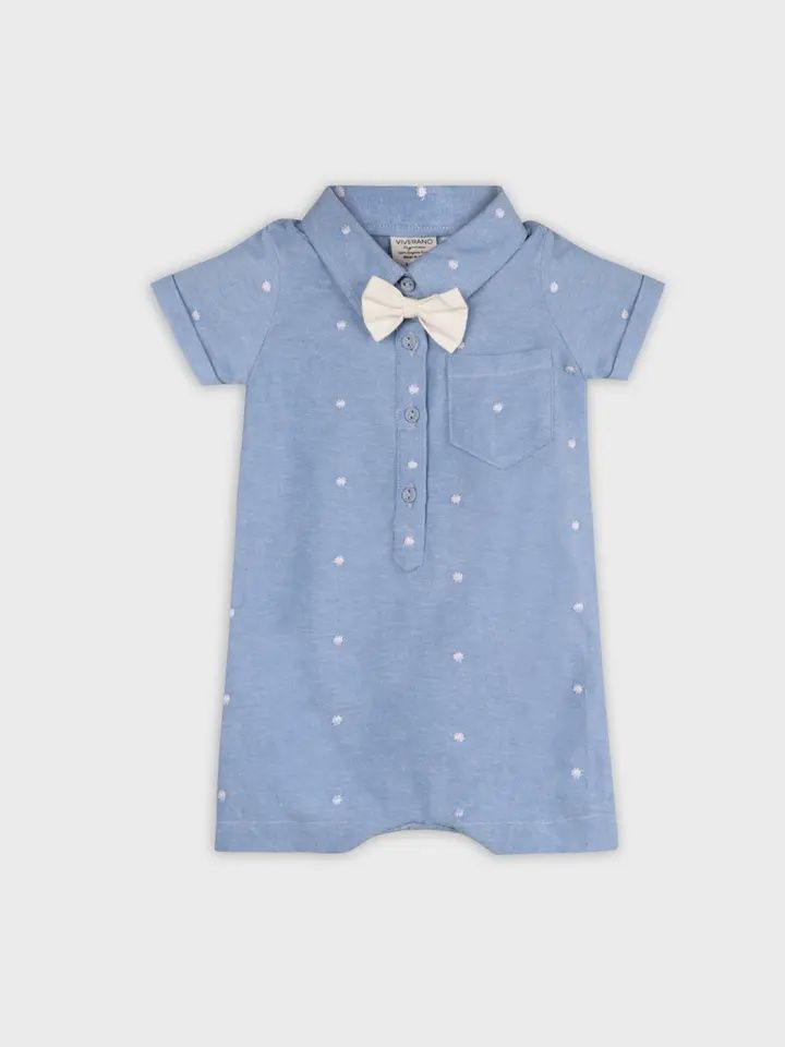 Bowtie Chambray Baby Romper