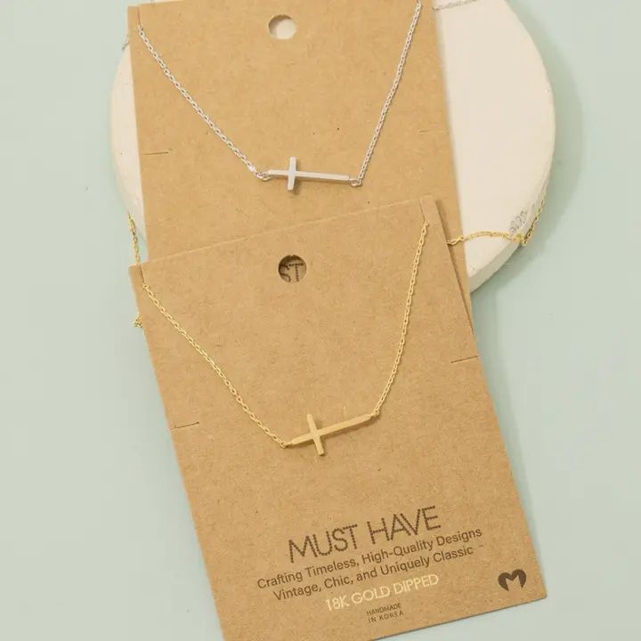Side Cross Pendant Necklace