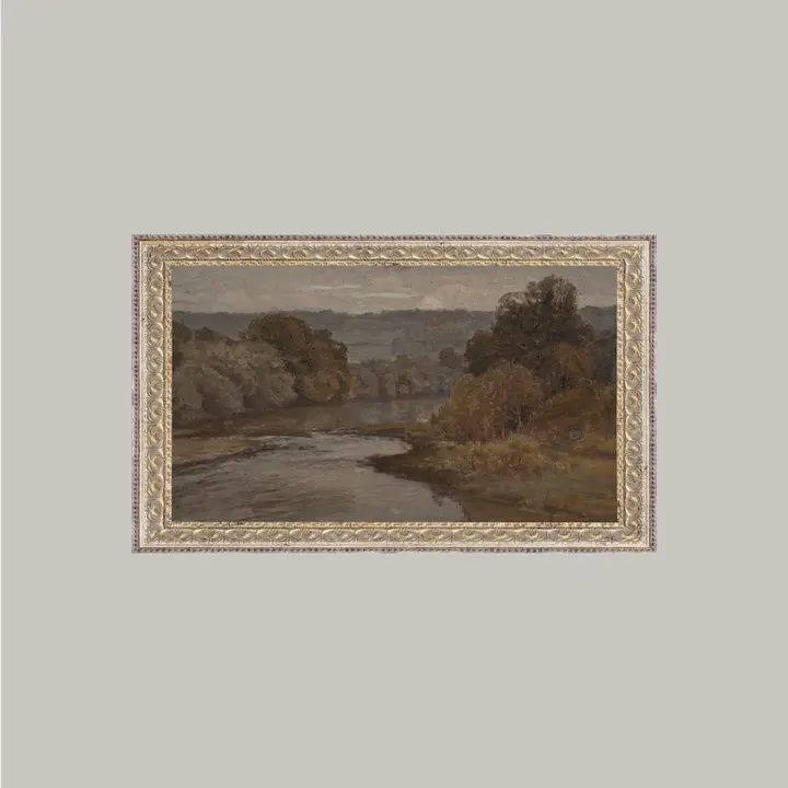 River Framed Antique Art