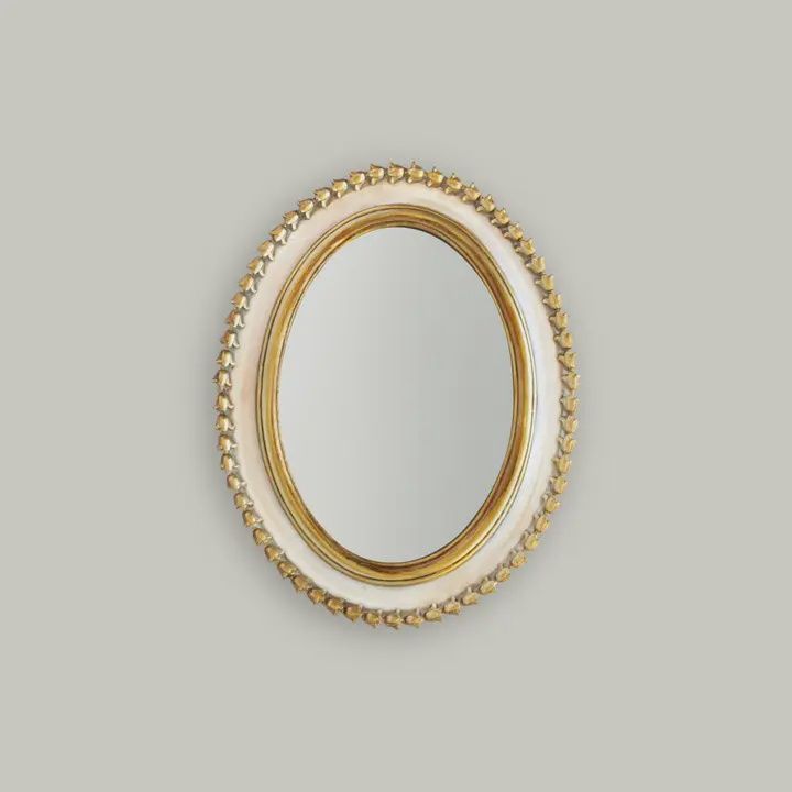Cream Gold Oval Mirror