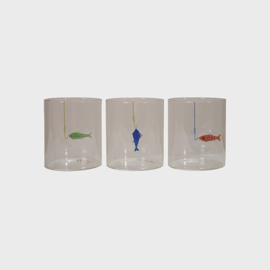 Hand-Blown Drinking Glass Fish On Hook