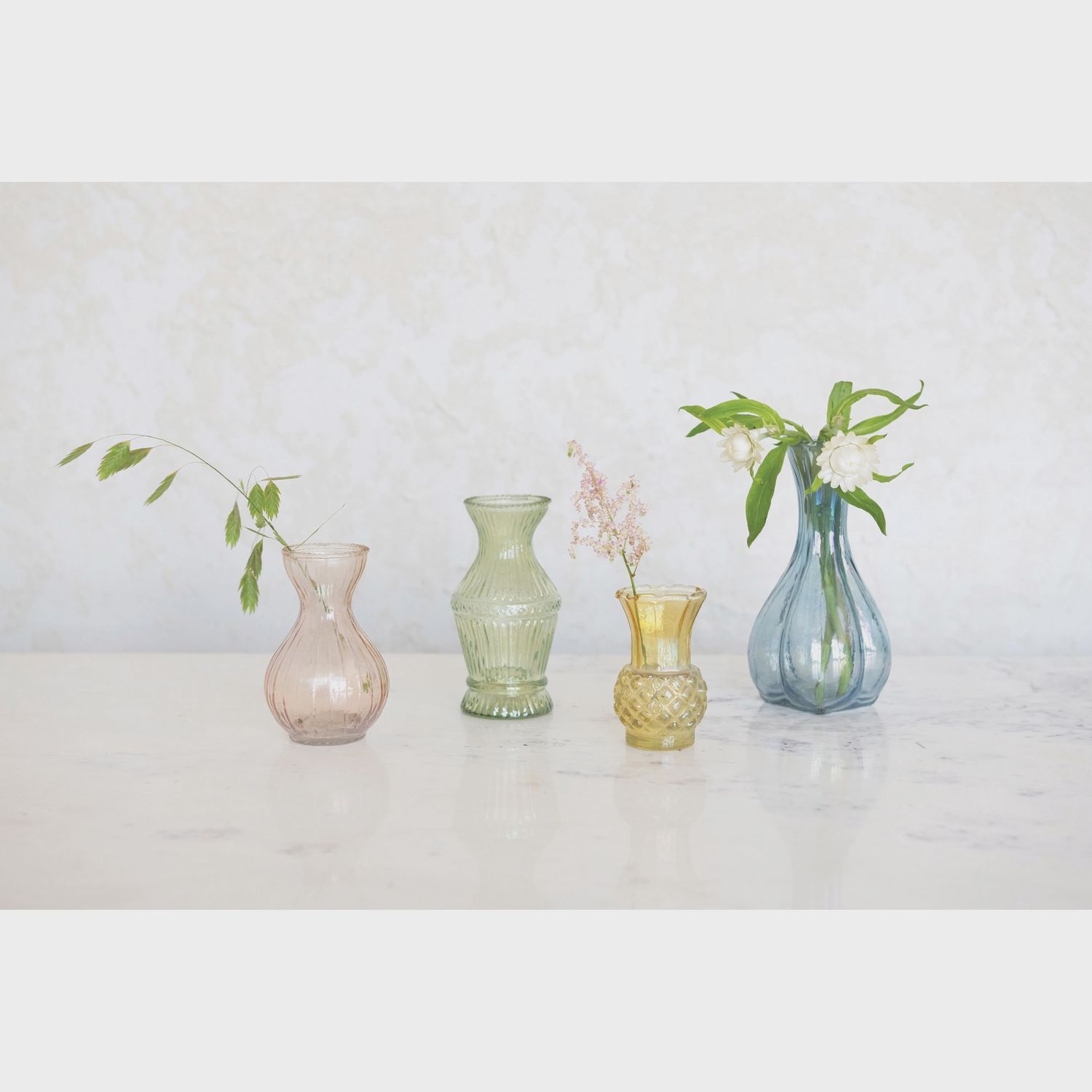 Colored Debossed Glass Vases