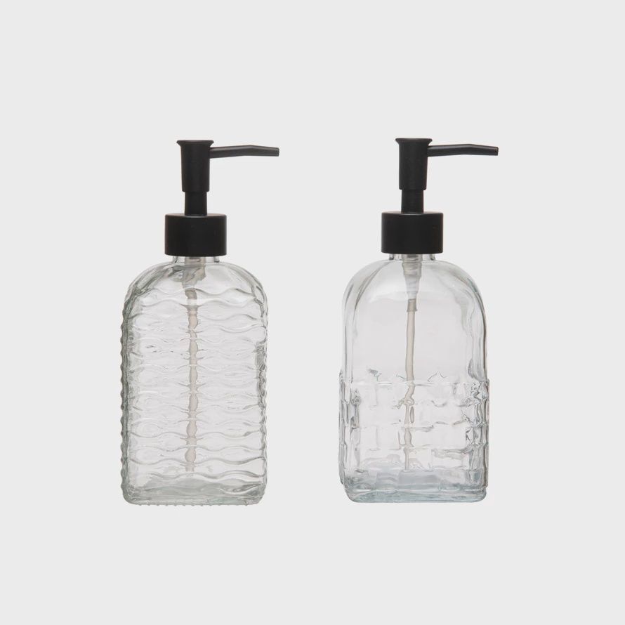 Embossed Glass Soap Dispenser with Pump