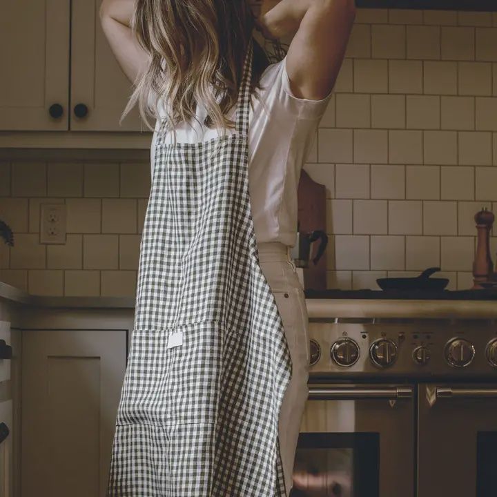 Adult Apron in Olive Mini Gingham