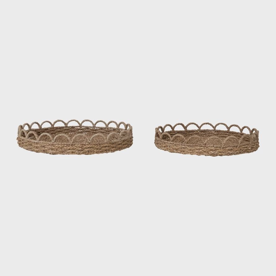 Decorative Woven Seagrass Scalloped Trays