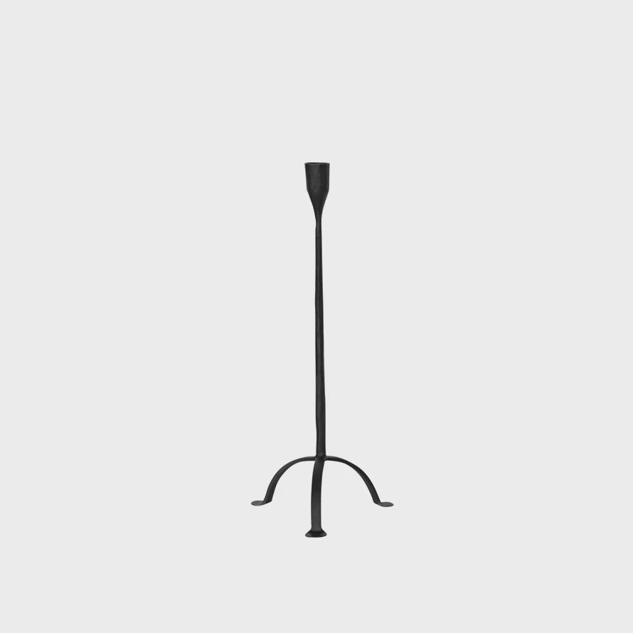 Hand-Forged Black Footed Candlestick Holder, Size: 16&quot;