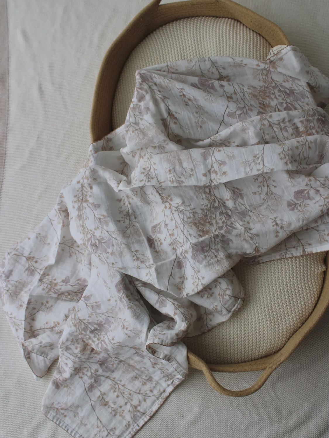 Neutral Branches Muslin Blanket