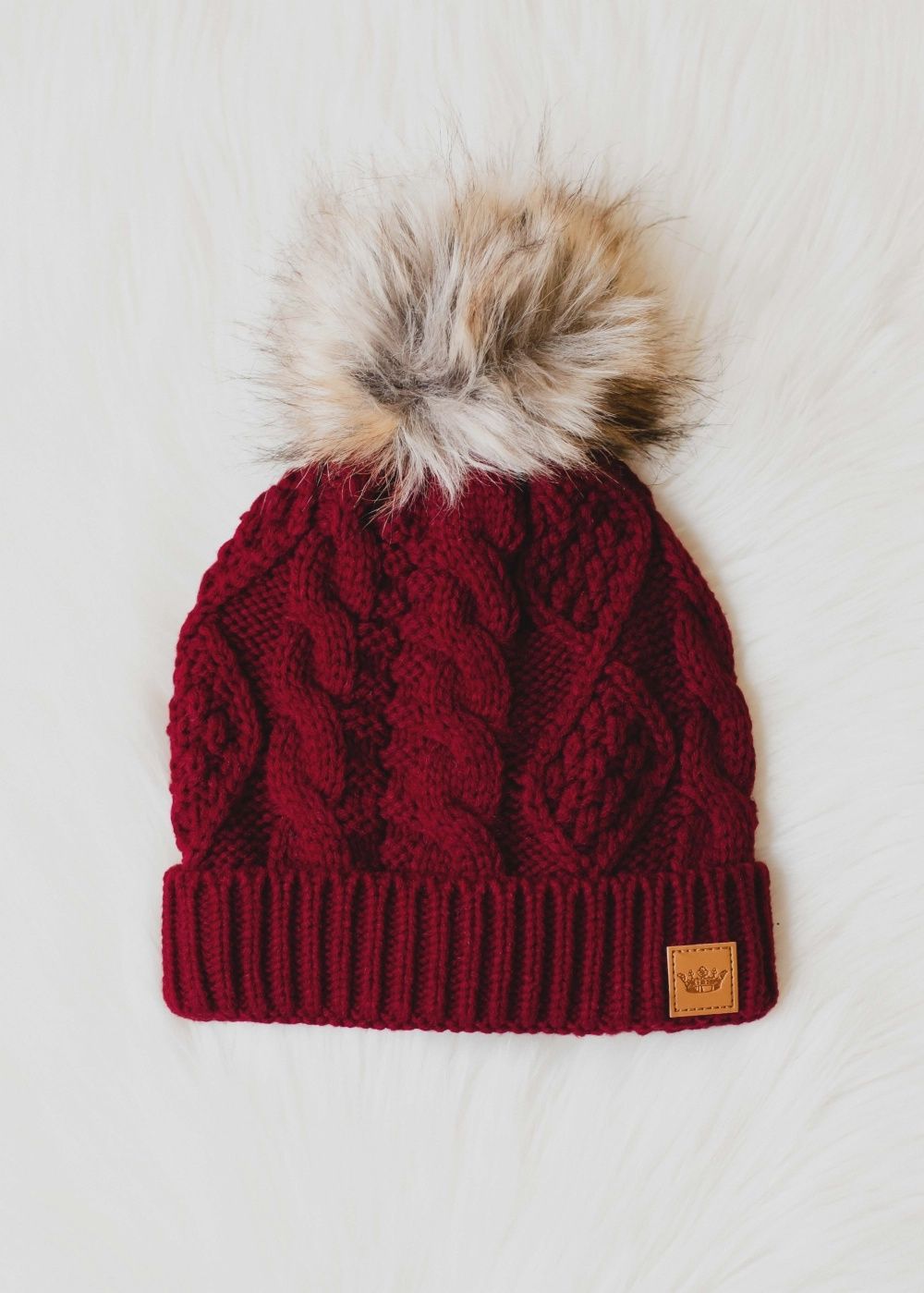Burgundy Cable Knit Winter Hat