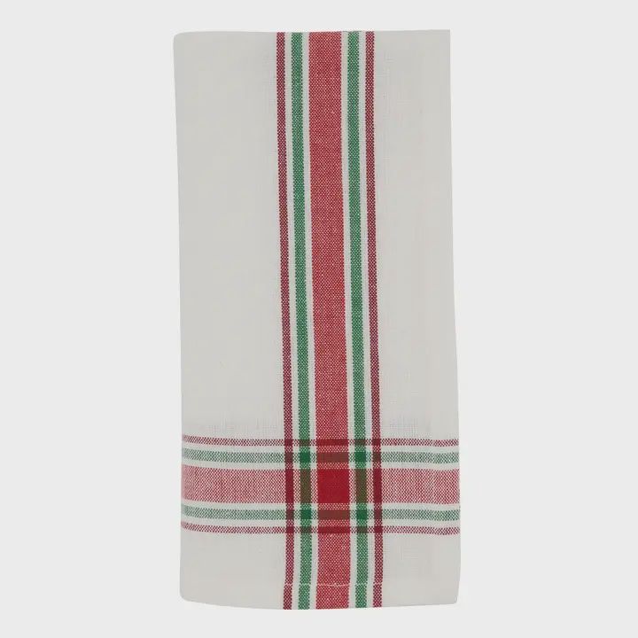 Red green Stripe Plaid Napkins