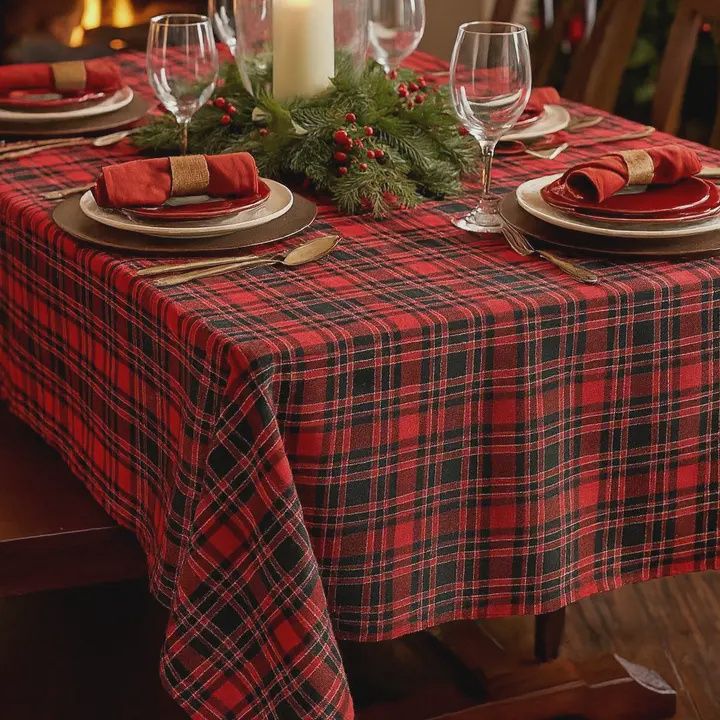 Classic Tartan Plaid Festive Tablecloth
