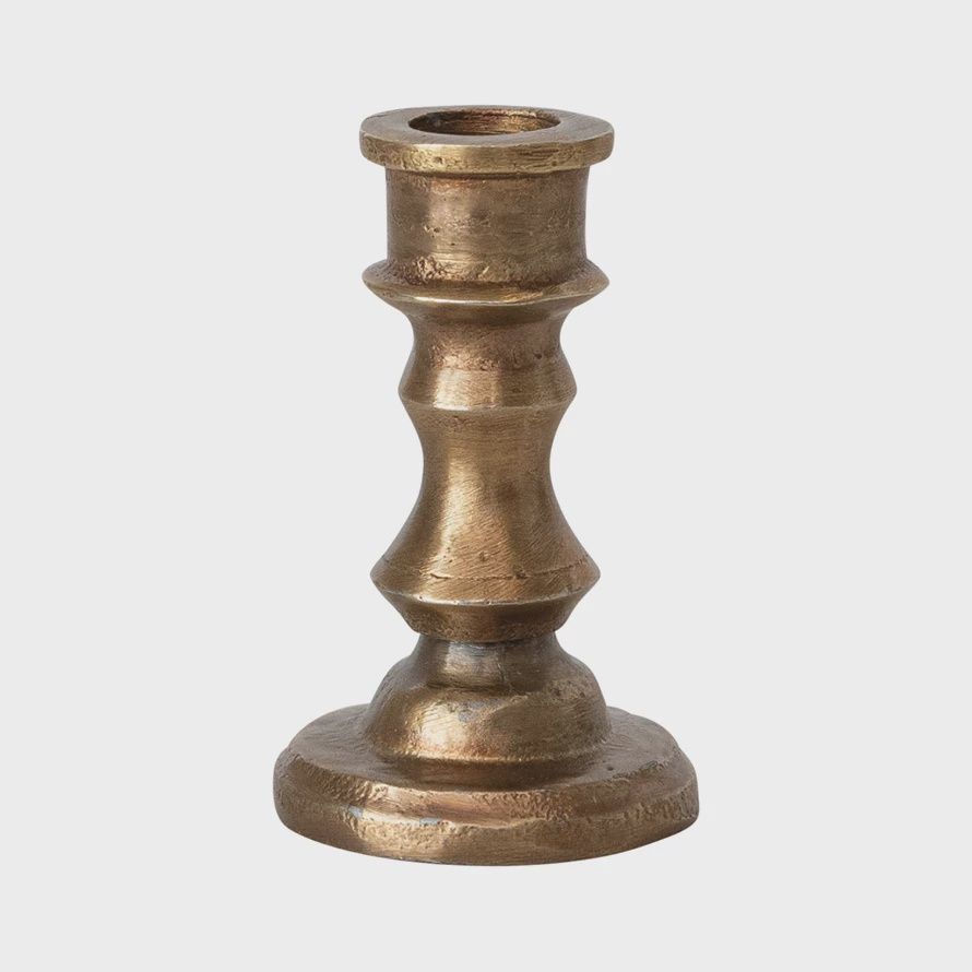 Antique Brass Finish Candle Taper Holder, Size: Small